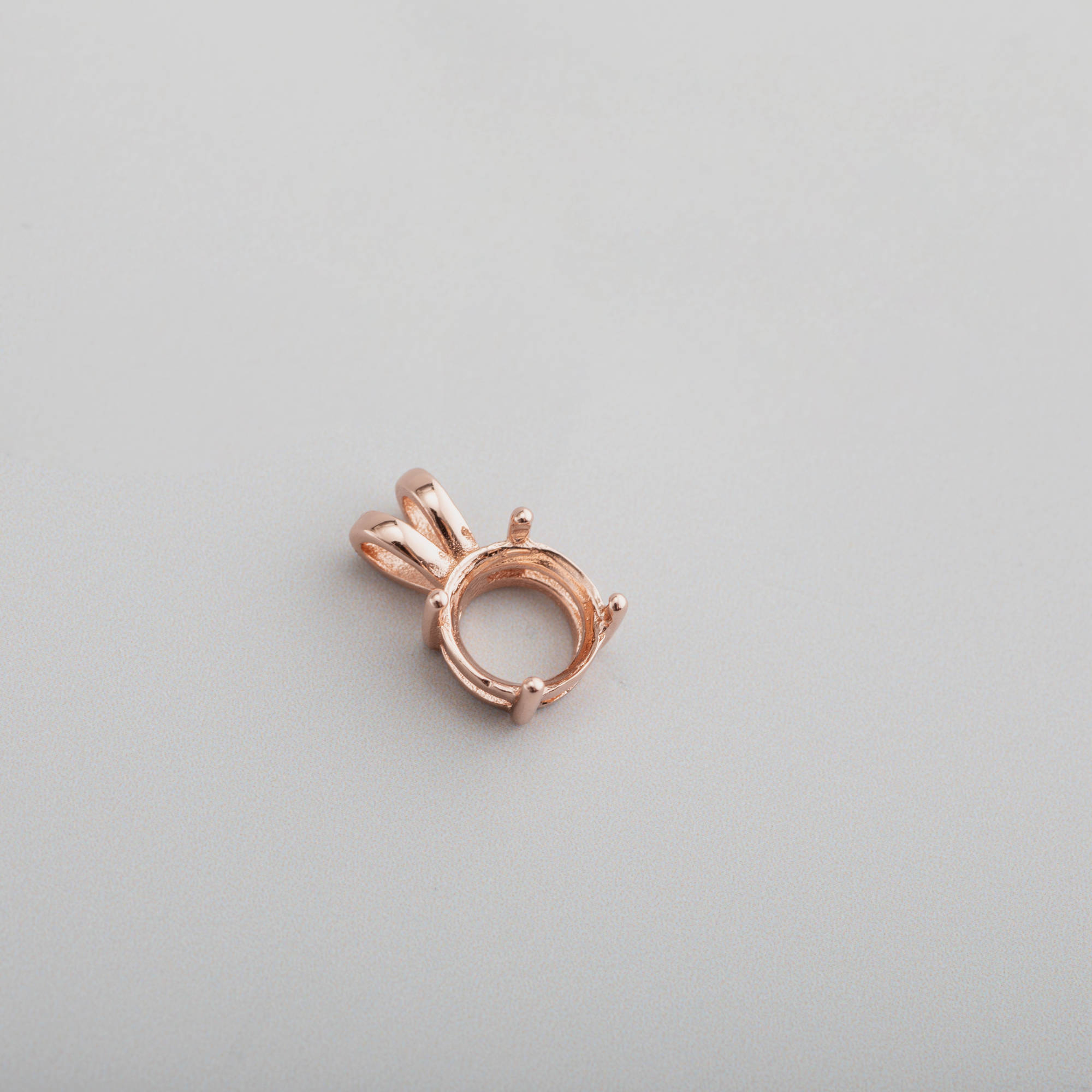 1Pcs 6-8MM Solid 925 Sterling Silver Rose Gold Simple Round 4 Prongs Gemstone Prong Bezel Settings DIY Pendant 1411240 - Click Image to Close